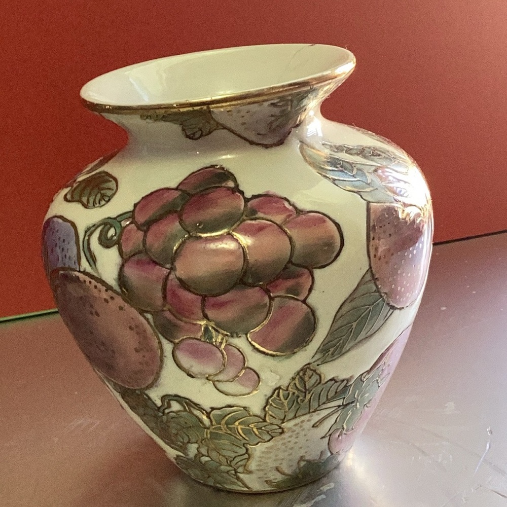 Toyo Small Ceramic Vase with Grape Design
